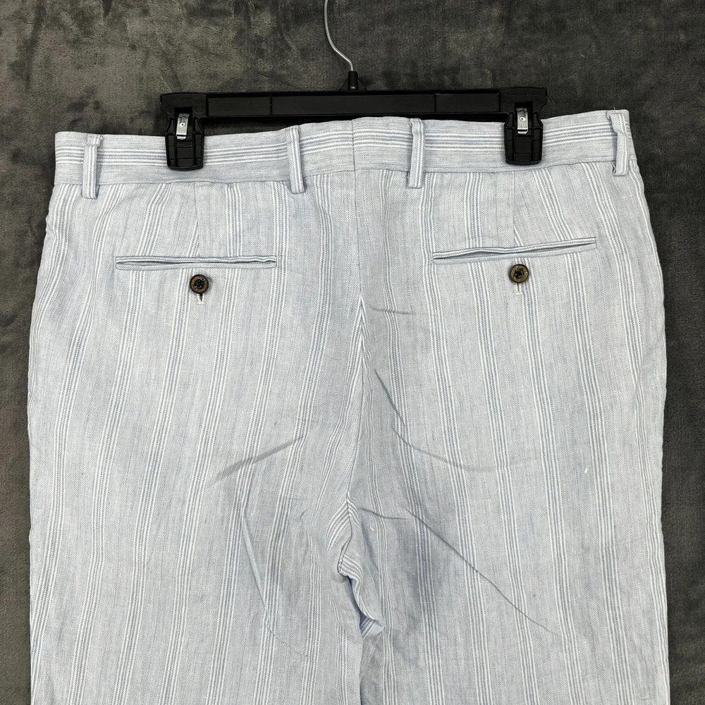 Murano Baird McNutt Linen Pants Mens 38x30 (Fits 36x29) Blue Striped Chino EUC